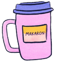 Sweet Pink Macaron & Coffee Cup pointer on a light page