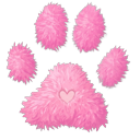 Pink Fluffy Arrow & Puppy Paw pointer on a light page