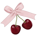 Vintage Coquette Letter with Pink Cherry Bow cursor on a light page