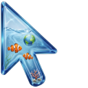 Frutiger Aero Marine Arrow & Tropical Fish Style cursor on a light page