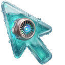 Frutiger Aero Fan Arrow & Cyber Flower cursor on a light page