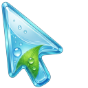Frutiger Aero Glossy Transparent Arrow cursor on a light page