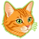 Cute Marmalade Tabby Cat Face pointer on a light page