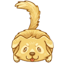 Fluffy Golden Dog Animated Style pointer on a light page