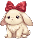 Sweet Lop Rabbit with Red Bow & Bowtie pointer on a light page