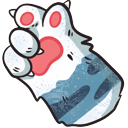 Soft Fluffy Blue Kitten Paw Style cursor on a light page