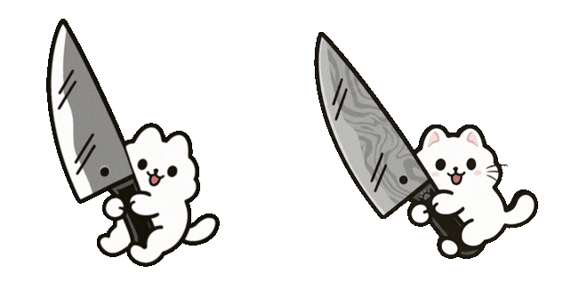 Aesthetic Cute Cat with Knife Animated