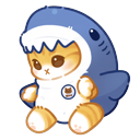 Funny Shark Costume Cat & Fish cursor on a light page
