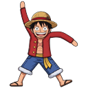 One Piece Monkey D. Luffy & Arrow Motion pointer on a light page