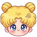 Sailor Moon Cute Chibi & Crescent Wand pointer on a light page
