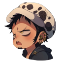 One Piece Trafalgar Law Chibi pointer on a light page