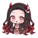 Cute Chibi Nezuko Kamado with Bamboo Gag pointer on a light page
