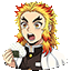 Demon Slayer Kyojuro Rengoku Eating cursor on a light page