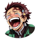 Demon Slayer Tanjiro Kamado Funny Expression pointer on a light page