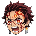 Demon Slayer Tanjiro Rage Face and Fire Pointer pointer on a light page
