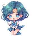 Kawaii Sailor Guardians Mercury and Sailor Moon cursor on a light page