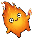 Kawaii Howls Moving Castle Flame cursor on a light page