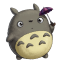 Molang Totoro Crossover with Umbrella pointer on a light page