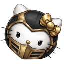 Hello Kitty x Scorpion Mortal Kombat Cosplay pointer on a light page