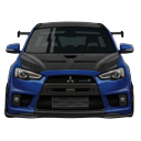 JDM Style Blue Mitsubishi Lancer Evolution X pointer on a light page