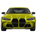 Yellow BMW M4 Competition Sports Car pointer on a light page