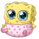 Cute Baby SpongeBob and Patrick Star Cartoon pointer on a light page