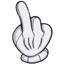 Funny Mickey Style White Glove Middle Finger pointer on a light page