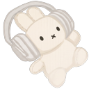 Cute Miffy Bunny Listening to Music Headphones pointer on a light page