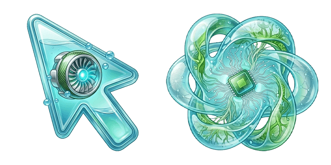 Frutiger Aero Fan Arrow & Cyber Flower