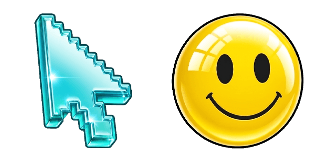 Frutiger Aero Pixelated Arrow & Happy Face
