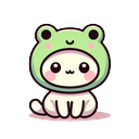 Soft Pastel Neko Frog Cosplay Style cursor on a light page