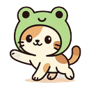 Soft Pastel Neko Frog Cosplay Style pointer on a light page