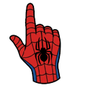 Custom Spider-Man Hand Sign and Venom Face pointer on a light page