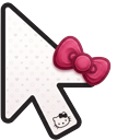Cute Hello Kitty Face and Bow Mouse cursor on a light page