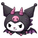 Kawaii Halloween Dragon Kuromi and Gothic Dagger pointer on a light page