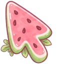 Cute Hello Kitty Winking with Watermelon Mouse cursor on a light page