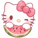 Cute Hello Kitty Winking with Watermelon Mouse pointer on a light page