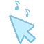 Cinnamoroll in Headphones and Music Notes cursor on a light page