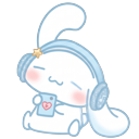 Cinnamoroll in Headphones and Music Notes pointer on a light page