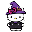 Cute Halloween Hello Kitty Witch Hat pointer on a light page