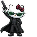 Hello Kitty Digital Matrix Glitch cursor on a light page