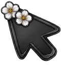 Kawaii Black Cinnamoroll Flower cursor on a light page