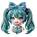 Chibi Vocaloid Miku x Sanrio Cinnamoroll pointer on a light page