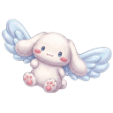 Adorable Soft Crayon Style Angel Cinnamoroll pointer on a light page
