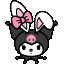 Easter Kuromi Bunny Ears Animated cursor on a light page