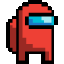 Retro Pixel Art Among Us Red Impostor cursor on a light page