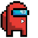 Retro Pixel Art Among Us Red Impostor pointer on a light page
