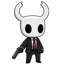 Cute Hitman and Magical Girl Hollow Knight cursor on a light page