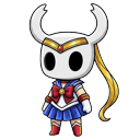 Cute Hitman and Magical Girl Hollow Knight pointer on a light page
