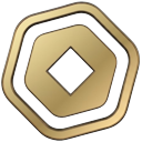 Shiny Gold Roblox Robux Coin cursor on a light page